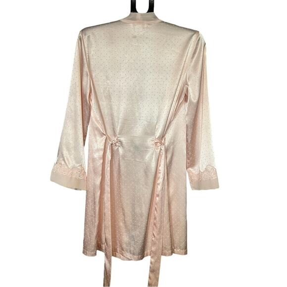 Linea Donatella Pink Lace Satin Robe Sz S/M Belted Tie Romance Angelcore  Bridal - Picture 4 of 10